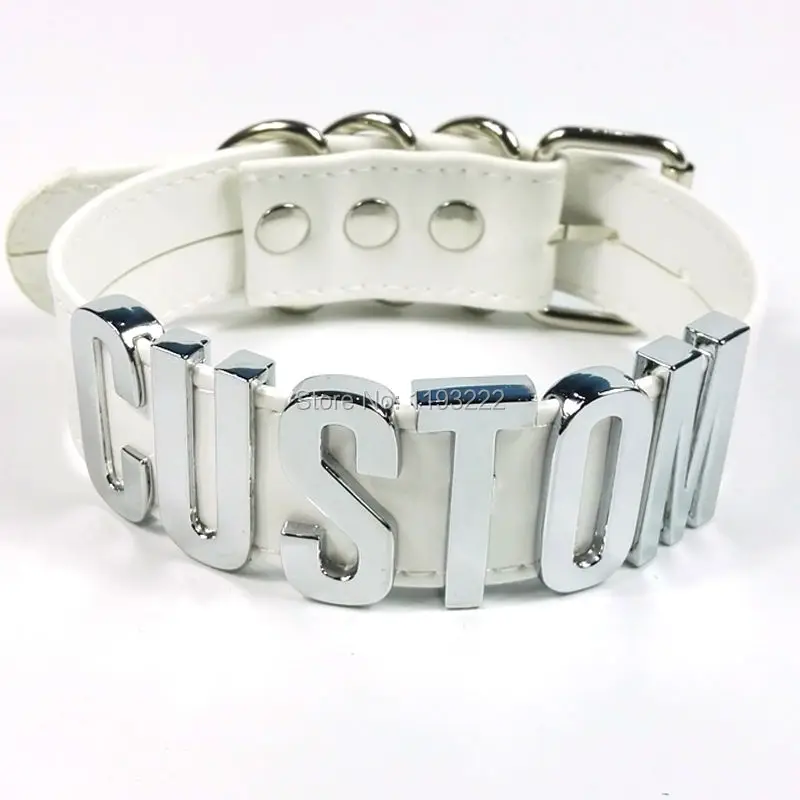 Колье-чокер с надписью 100% ручная работа ошейник 35 мм серебро широкий чокер