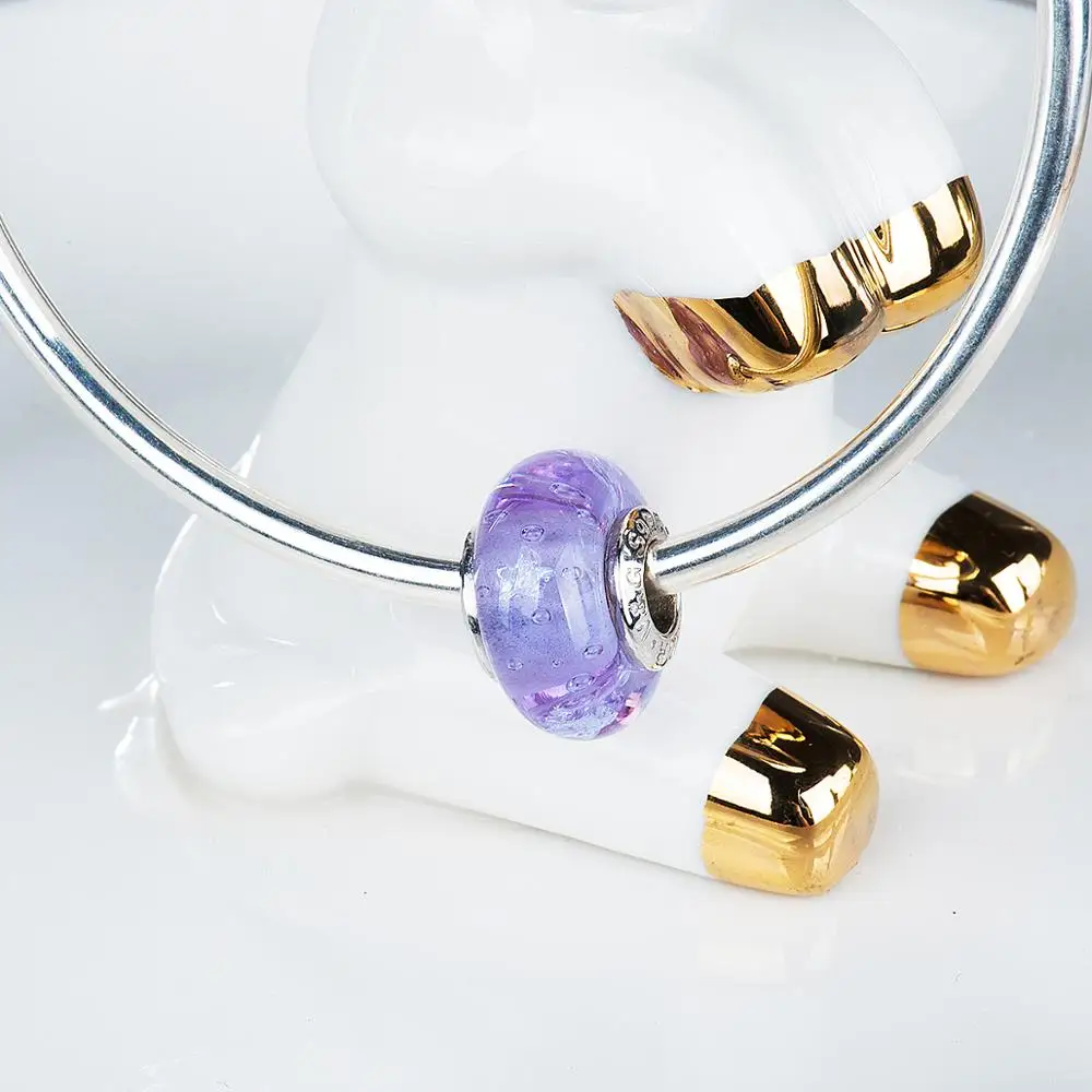 Фиолетовый глазурь в форме звезды Циркон Мурано Стеклянные бусы амулеты 925 пробы