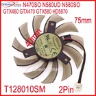 Бесплатная доставка, Вентилятор Охлаждения видеокарты T128010SM 12В 0.2A 2Pin для Gigabyte N470SO N580UD N580SO GTX460 GTX580 HD5870