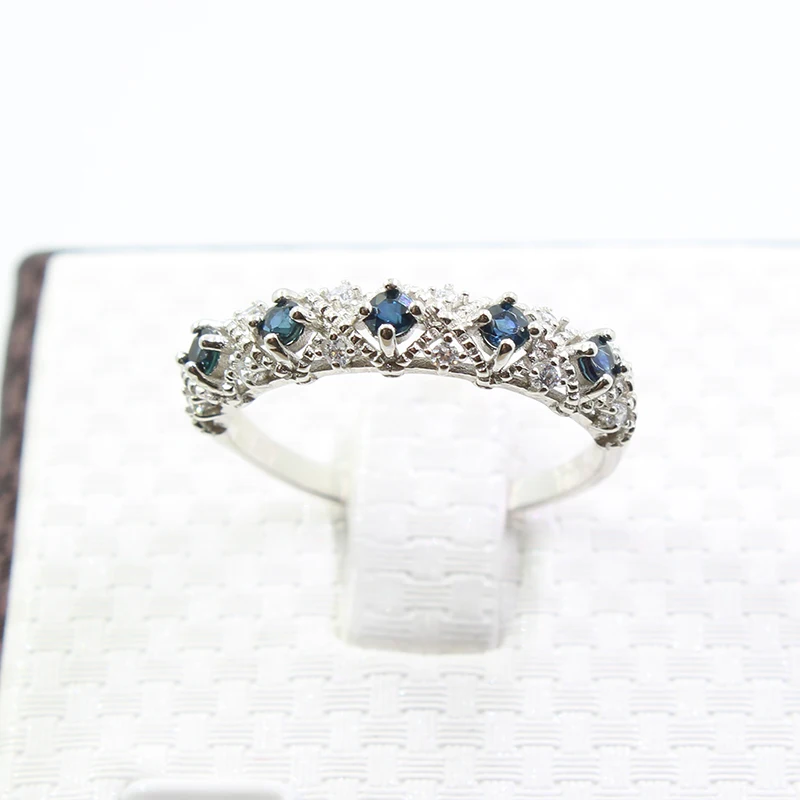 Кольцо с сапфиром в барочном стиле для помолвки 5 шт. натуральное темно-синее