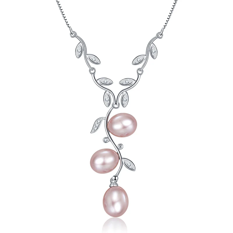 Ожерелье с натуральным пресноводным жемчугом ожерелье из стерлингового серебра