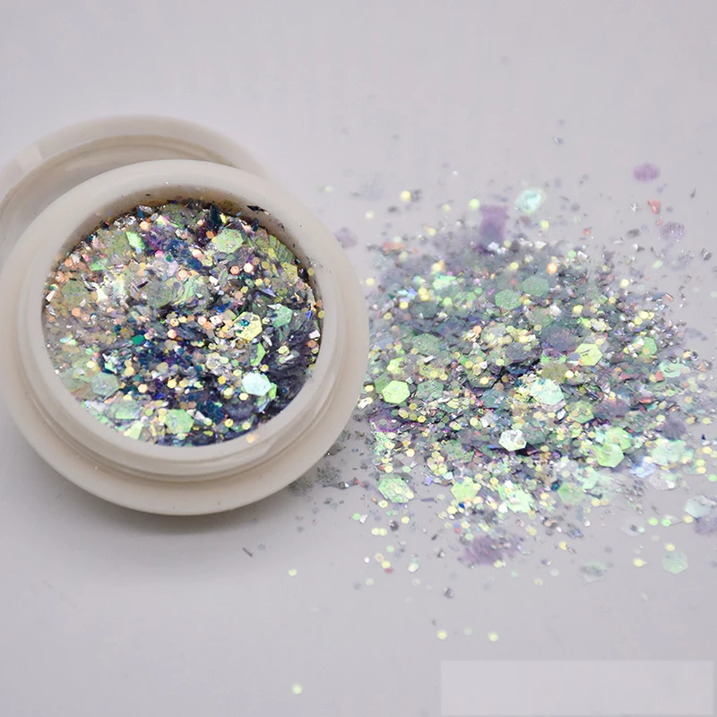Блестящий красивый блестящий порошок для ногтей синий фиолетовый смешанный лак