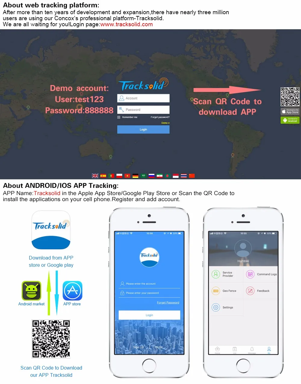 Gps трекер PC отслеживающая платформа Tracksolid и приложение применяется ко всем продуктам Concox GT06N GT06E JM01/GT100 ET200 GV20 GV25 и т. Д