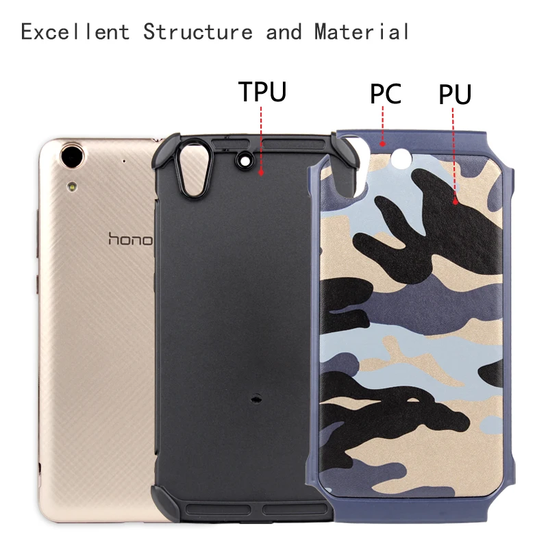 Чехол для Huawei Y6 II 2 in1 камуфляж ПК + ТПУ Панцири антидетонационных Защитная крышка