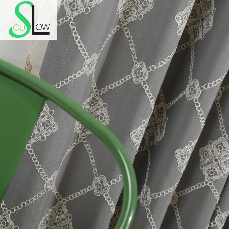 Современные хлопковые занавески Slow Soul французские шторы с вышивкой из органзы