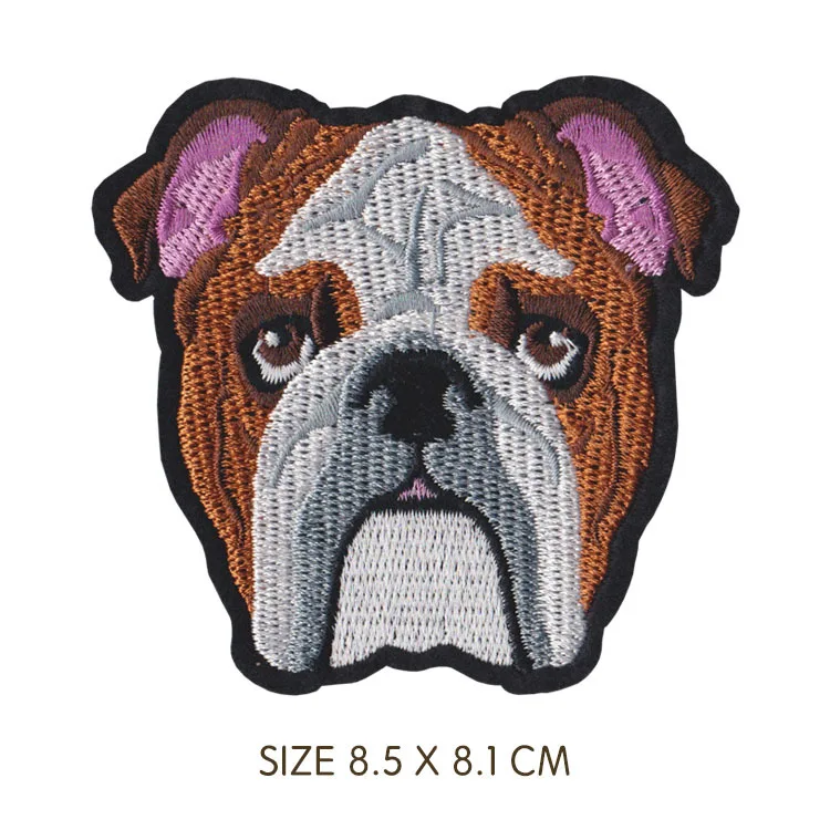 Cartoon Animal Husky Pug Dog Patch Embroidered Cute Badges Hippie Iron on Kids Patches for Clothes Stickers Badge - Цвет: Антикварная медь