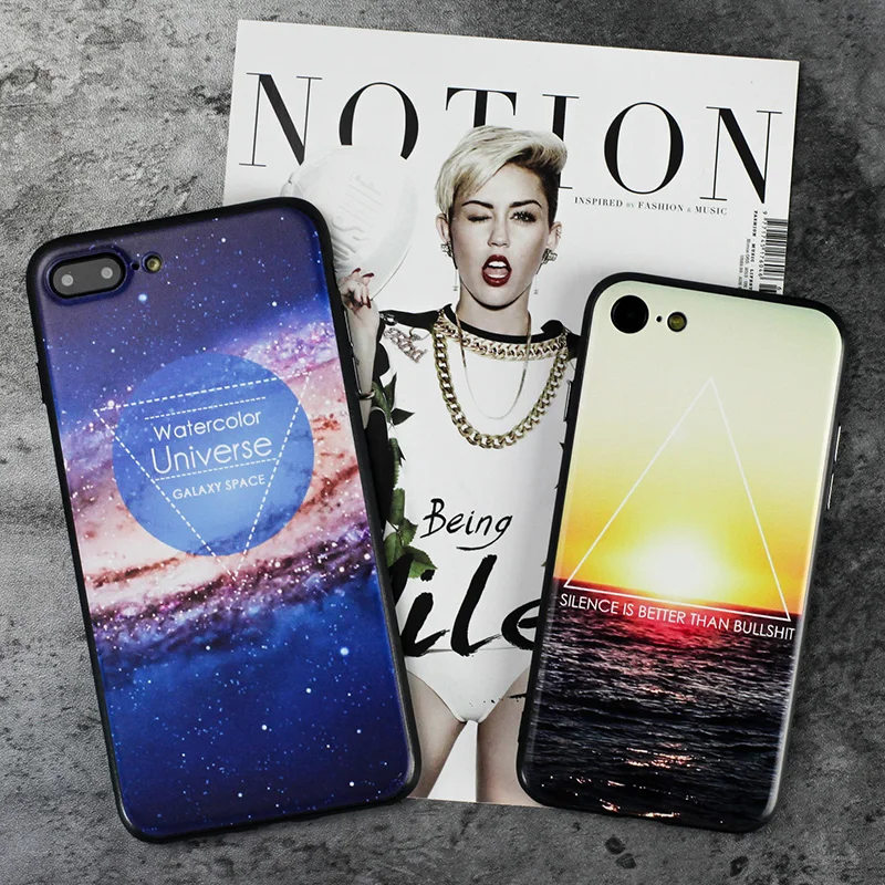 Techase Landscape Series Plastic Protective Phone Cases For iPhone 7 Ultra Thin Cover Plus Sunset Galaxy |