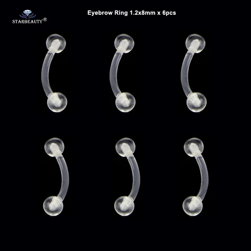 Eyebrow Rings 6 шт Мягкий Прозрачный поддельный нос кольцо перегородка язык кольцо-пирсинг в язык акриловые губы спираль нос пирсинг для пупка пирсинг ниппель кольца - Окраска металла: Eyebrow Rings