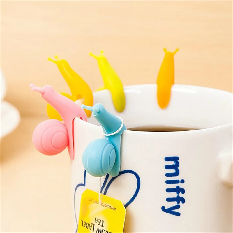 5PCS Cute Snail Silicone Tea Bag Hanging Mug Cup Clip Infuser Easter Birthday Party Supplies Wedding Decoration Kids Gifts | Дом и сад