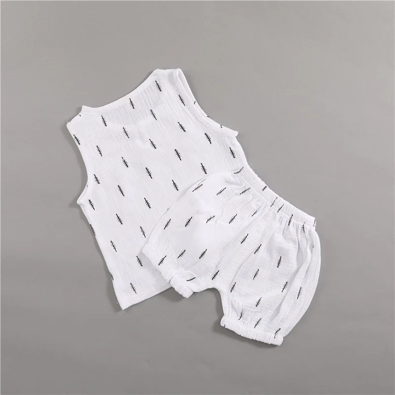 

2018 Summer Baby Clothes Set Boy Cotton Linen Soft Sleeveless T-shirt + Shorts Casual Suit Children Outfits Cute Clothing Set