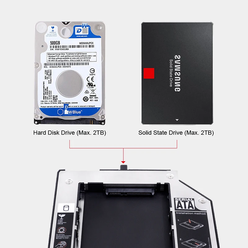 SATA 3,0 2nd HDD Caddy 12,7 мм для 2," 2 ТБ SSD чехол жесткий диск Корпус для ThinkPad IBM ноутбука DVD-ROM Оптический отсек