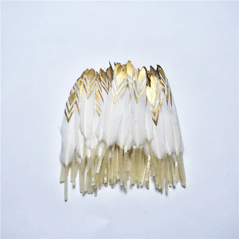 White gold color Высокое качество окунутое золото натуральное окрашенное утиное перо 20 шт 10-15 см DIY Перья для рукоделия Декор Перья для изготовления ювелирных изделий - Цвет: White gold color