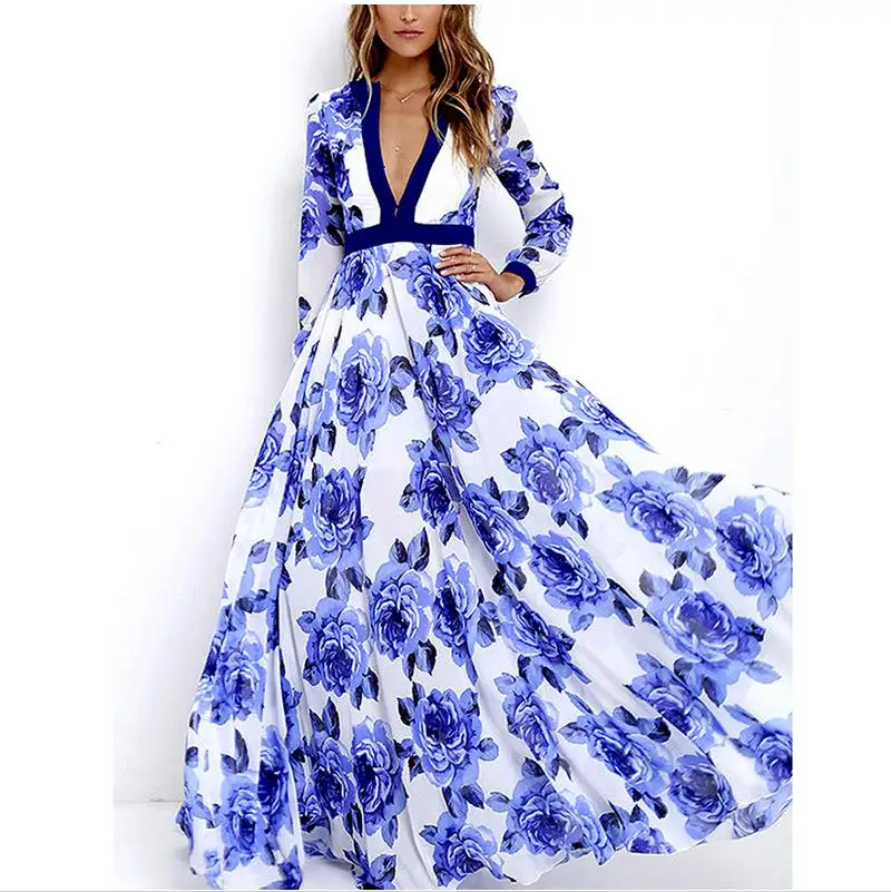 2019 женское летнее длинное платье макси в стиле бохо вечерние пляжное сарафан