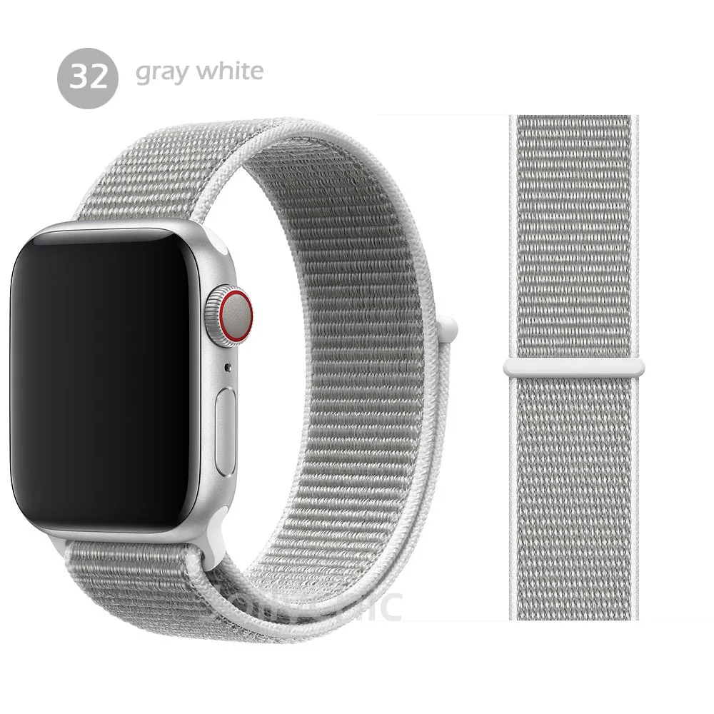 Ремешок для Apple Watch Series 4 3/2/1 полосы 38 мм 42 мм нейлон мягкая дышащая сменная Спортивная петля для iwatch 4 3 2 1 40 мм 44 мм - Цвет ремешка: gray white