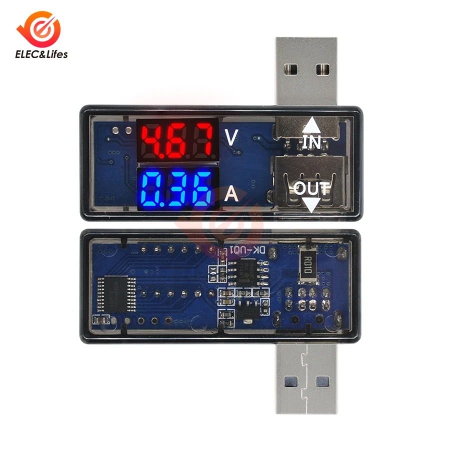 DC 5 в 12 В 3A USB электронный ЖК-цифровой вольтметр Амперметр Красный Синий двойной дисплей Автомобильный USB тестер зарядное устройство ток напряжение Детектор