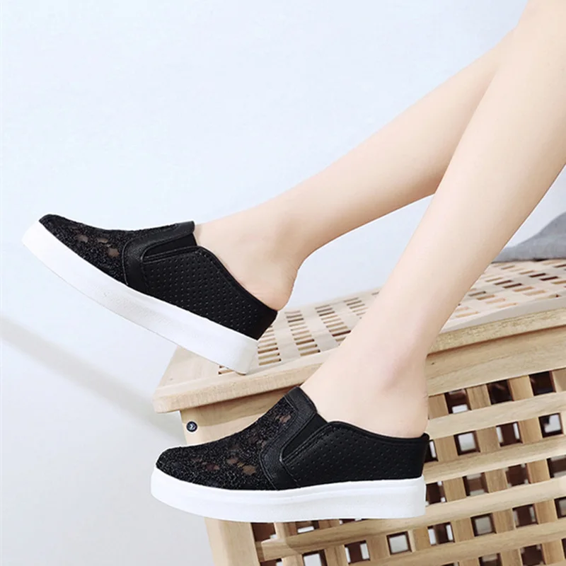 style2 Г. Новые популярные летние модели, женские полусапожки Baotou, обувь без каблука, увеличивающая рост, чистый цвет, размер 35-40 - Цвет: style2