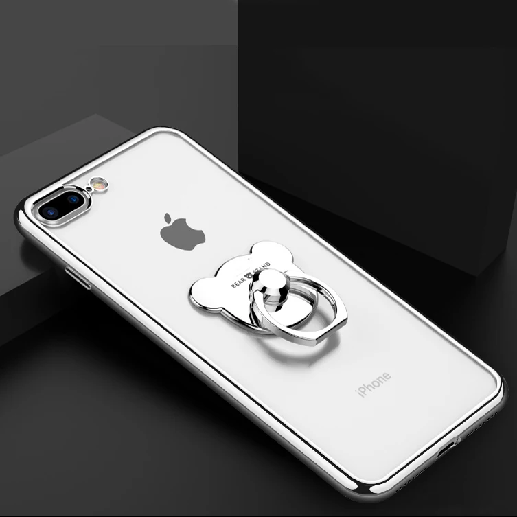 Чехол для iPhone 5 6 6S PlusCase чехлы с кольцом зеркальным медведем мягкие Роскошные