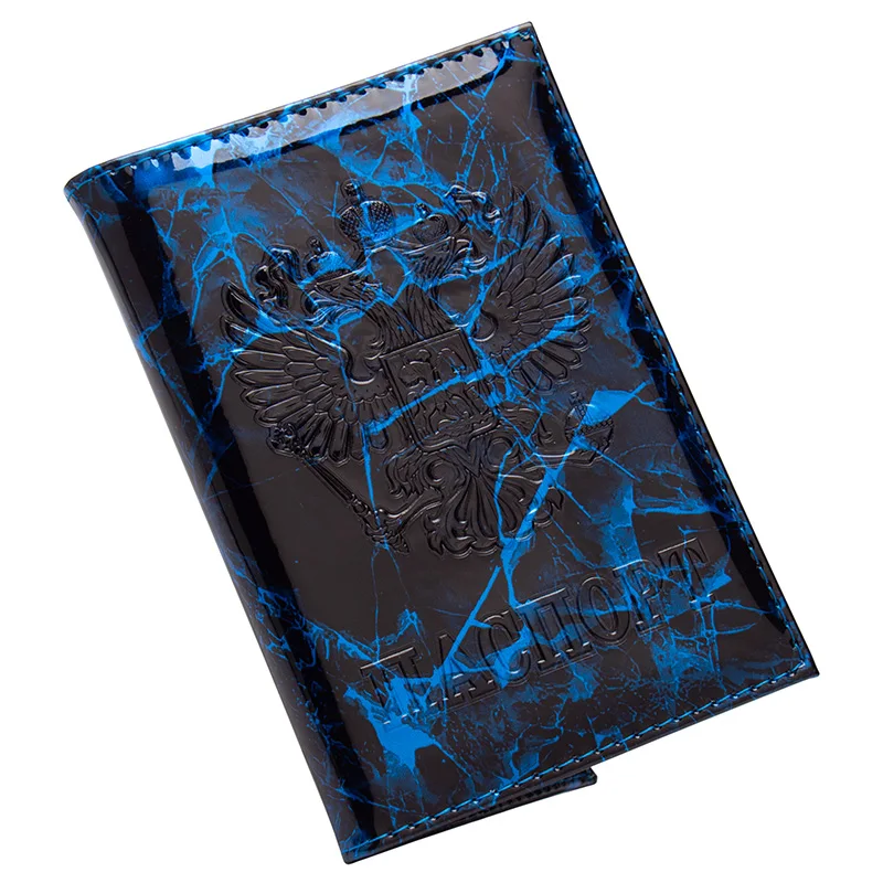 

Russian Lightning stone grain printing fashion standard size passport cover waterproof solid pu leather passport holder