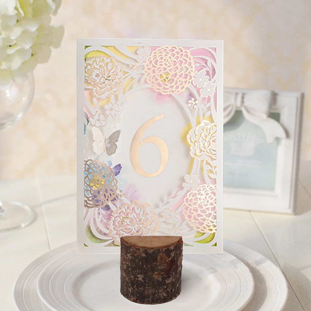 New 10pcs Wedding Table Number Card Holder Stand Place Name Rustic Wooden | Дом и сад