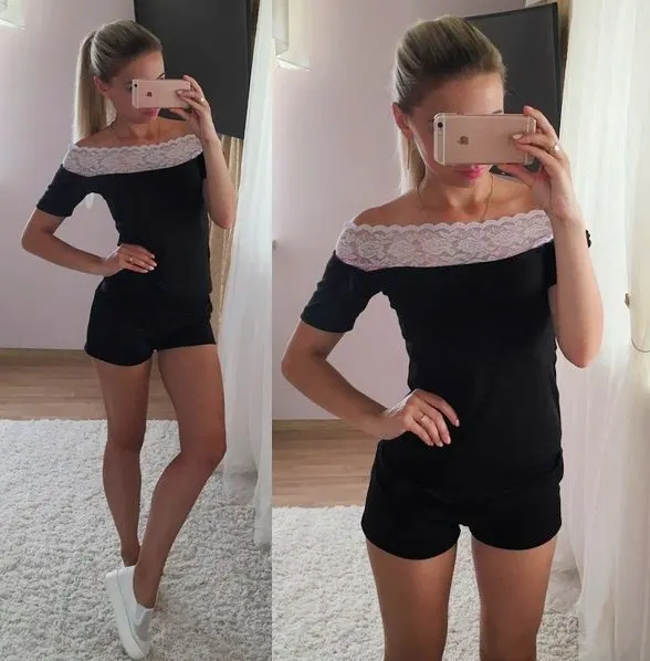 BKLD 2017 летний сексуальный женский костюм из двух предметов с открытыми плечами