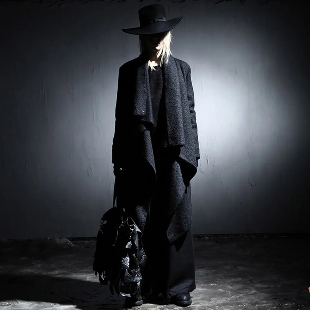 2018 new men's fashion trend irregular long coat woolen personality loose plus size stage hiphop singer costumes | Мужская одежда