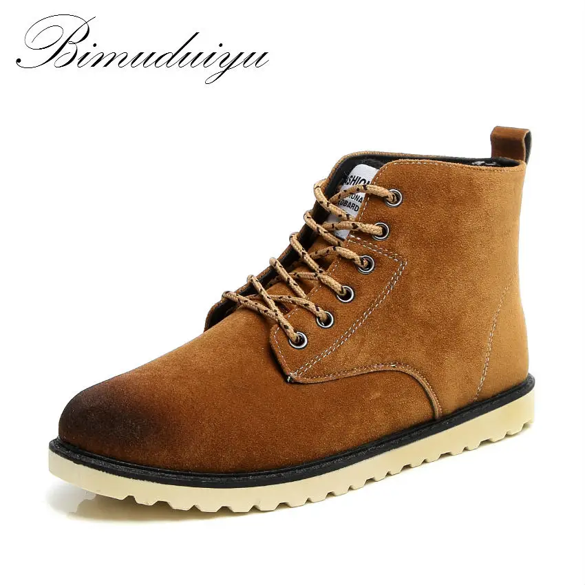BIMUDUIYU/брендовые зимние Бархатные ботинки мужские замшевые полуботинки