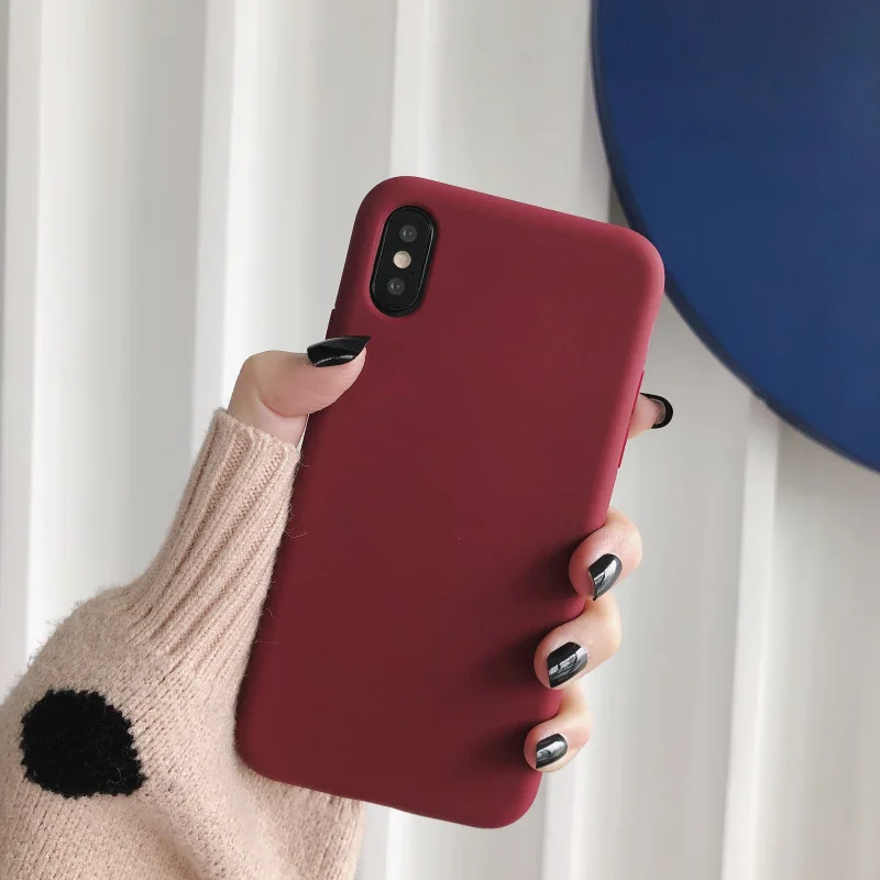 Роскошные однотонные чехлы для телефонов iPhone 11 Pro XR XS Max 6 6S 7 8 Plus X SE 2 Мягкая