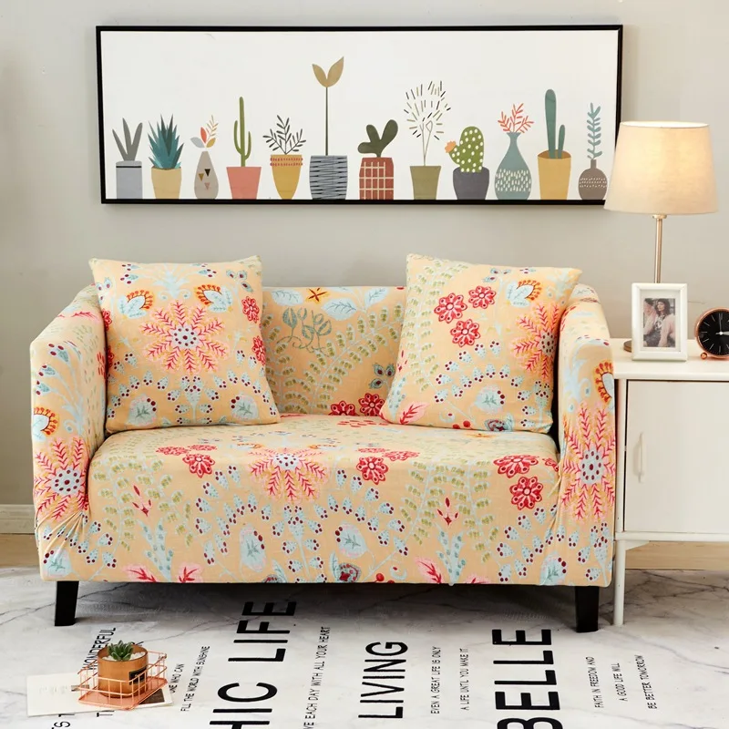 

Pastoral Plant Sofa Slipcovers Tight Wrap All-inclusive Slip-resistant Elastic Cubre Sofa Towel Corner Sofa Cover Couch Cover