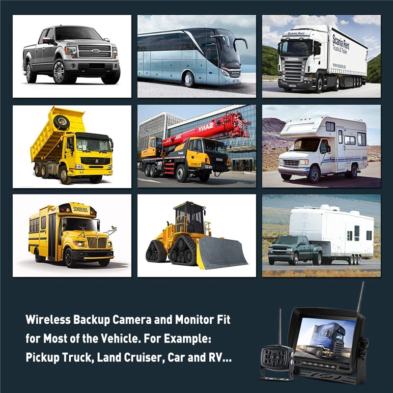 YuanTing Digital Wireless Signal Transmission System 7'' HD Monitor Night Vision Waterproof Backup Rear View Camera For Truck RV |