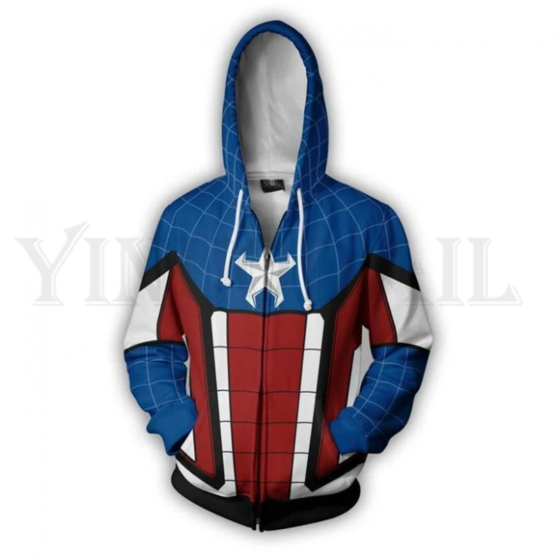 Мужские и женские толстовки на молнии Мстители герой с капюшоном куртка Mravel Super hero es Толстовка Капитан Америка уличная одежда костюм