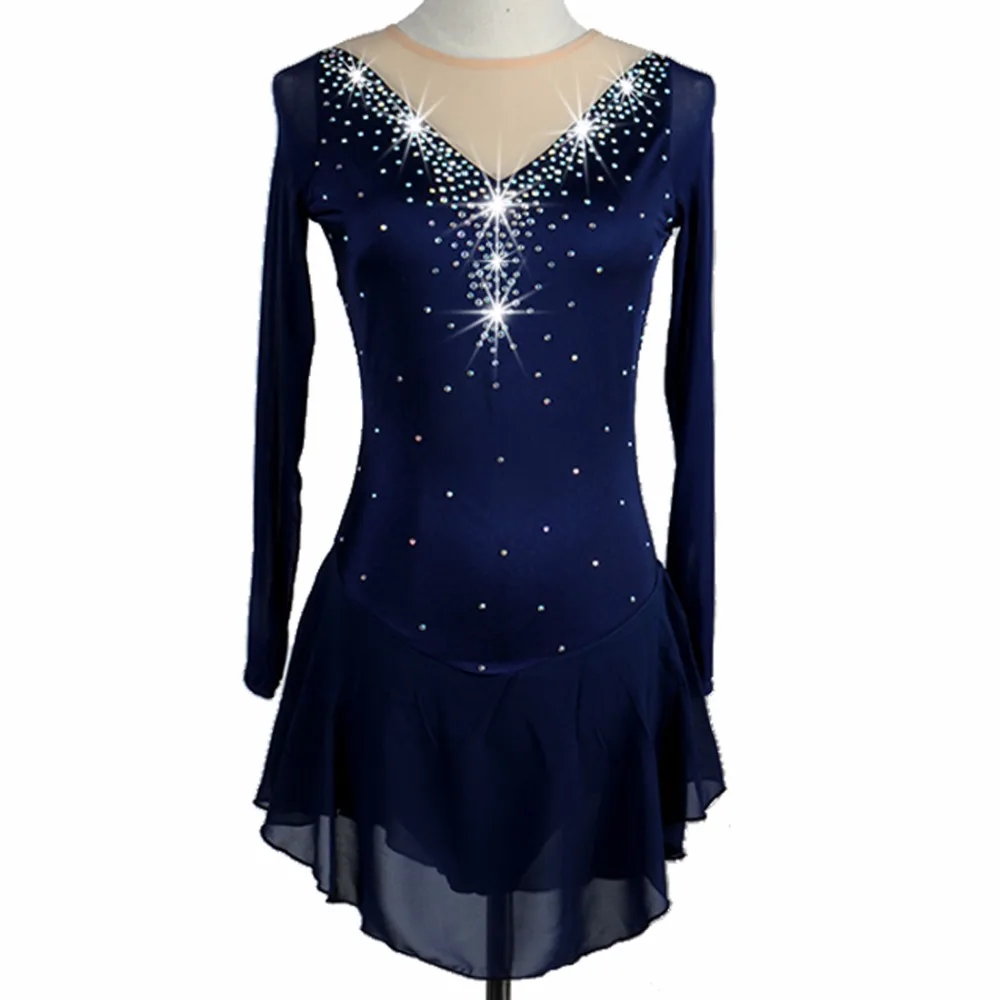 Custome Made Girls Women Navy Blue Ice Skating Dress Competition Ice ...