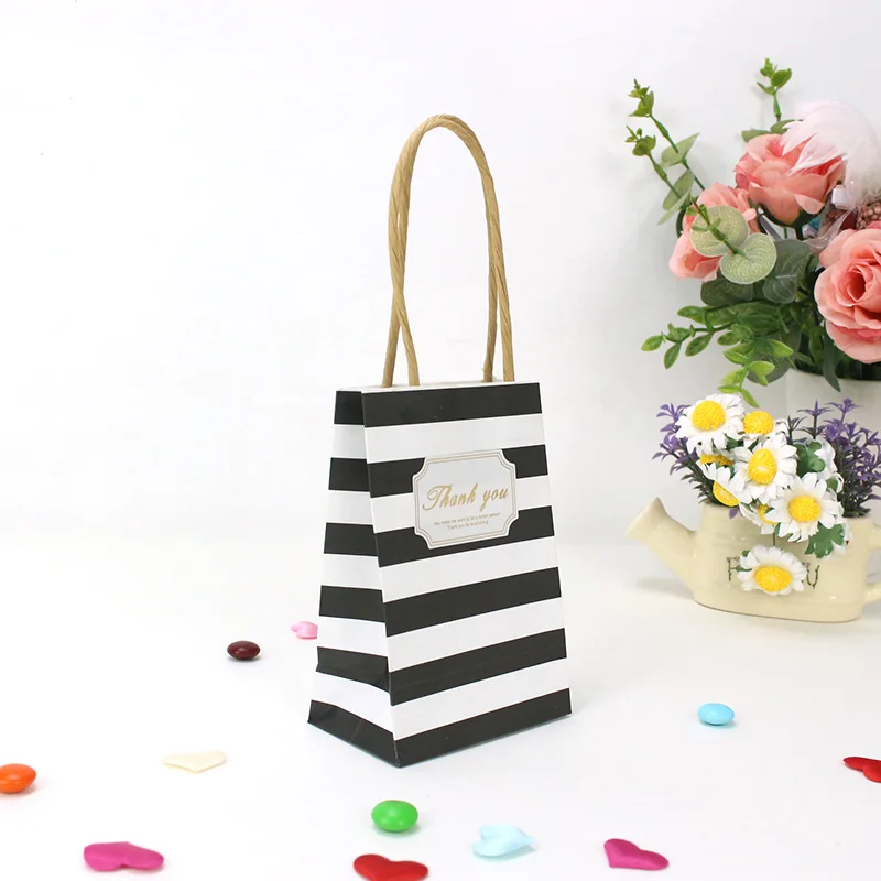 Stripes White label 50 шт. 12x8x5 см Горячие полосы/точки бумажные пакеты с ручками свадебные сувениры и подарки для гостей коробка для конфет и упаковка подарочные пакеты - Цвет: Stripes White label