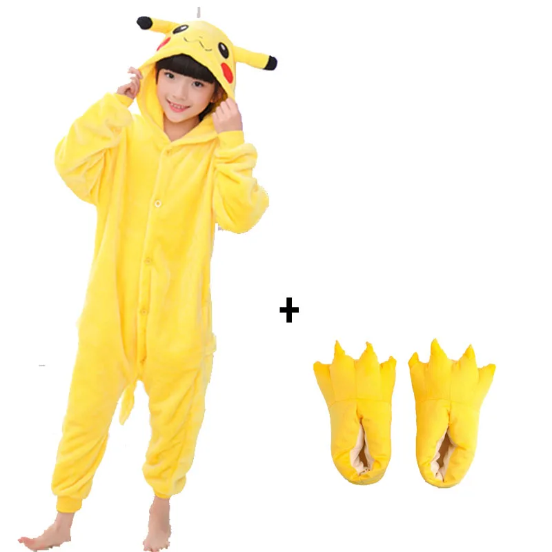Kigurumi onesies Пижама с покемонами для мальчиков и девочек ночное белье цельное