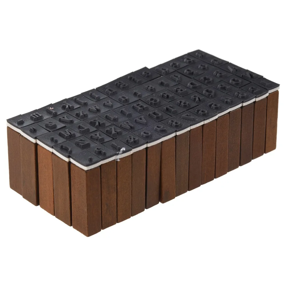 Pack of 70pcs Rubber Stamps Set Vintage Wooden Box Case Alphabet Letters Number Craft (No Ink Pad Included) | Канцтовары для офиса