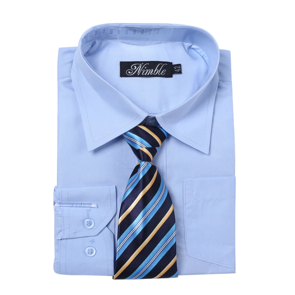 

Hot Sale Formal Boy Suits Pure Four Colors 100% Polyester Boys Shirt + 1 Free Tie for Matching Suit for Wedding Birthday Party