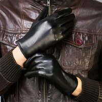 men gloves fashion genuine leather sheepskin gloves male autumn winter plush lined fashion simple driving mittens xc 208
