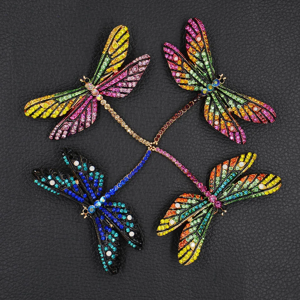 Разноцветные Хрустальные Стрекоза со стразами брошь из металла насекомое