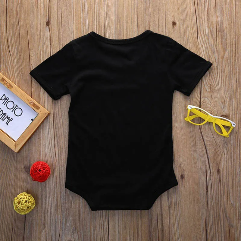 

0-24M New Black Letter Print Newborn Baby Girl Boy Overall Clothes Infant Fshion Cotton Baby One Pieces Outfit Rompers