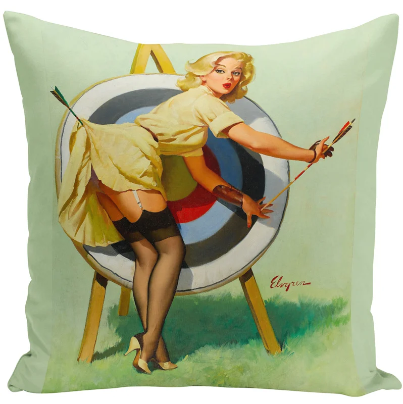 Масло patinting Sexy Lady Pinup Girl плакат Принт Чехлы для подушек современный дом декоративные волокна Подушки Детские случае Винтаж автомобиля Подушки Детские скольжения