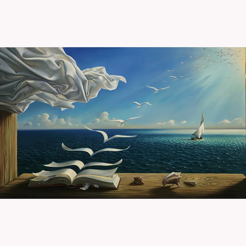Waves book парусник для Salvador Dali Алмазная картина полностью квадратная круглая