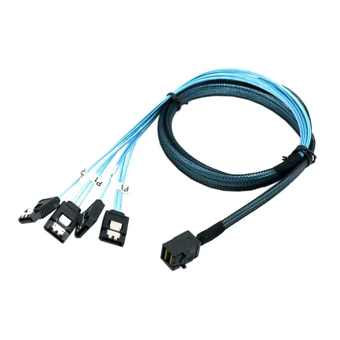 

CYSM Xiwai 1m Internal Mini SAS SFF-8643 Host to 4 SATA 7pin Hard Disk Fanout 6Gbps Data Server Raid Cable