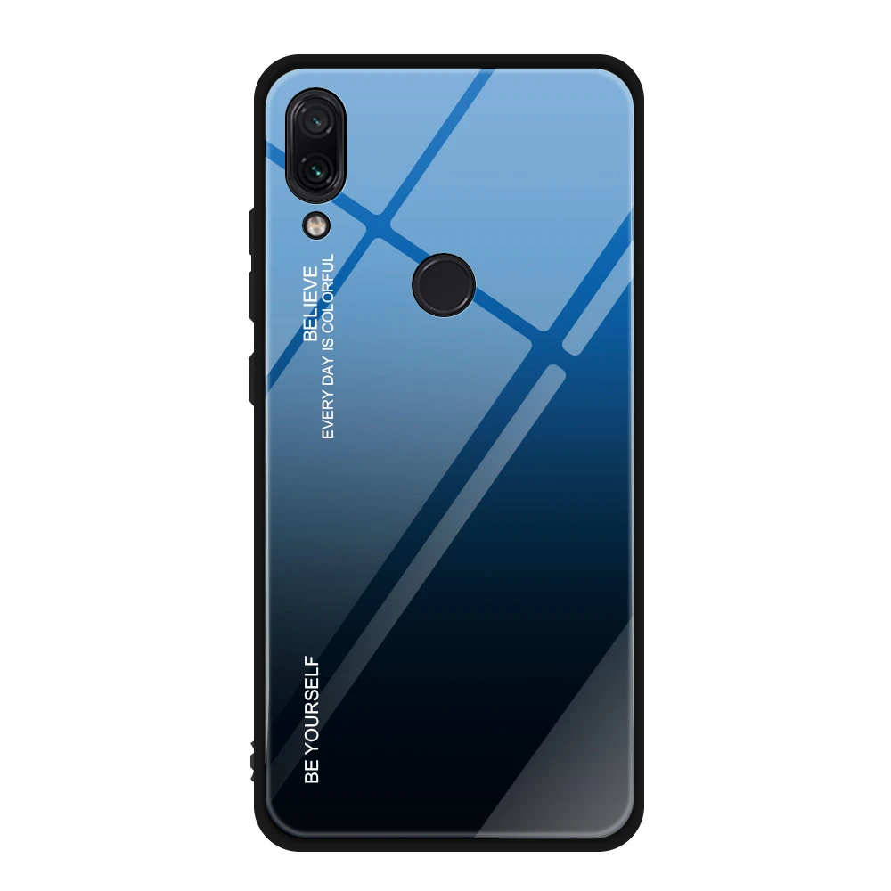 07 Градиентный стеклянный чехол для телефона Xiaomi Redmi Note 7 Note7 Pro, чехол из закаленного стекла для Xiaomi Note 7 Pro 7Pro, чехол для бизнеса - Цвет: 07
