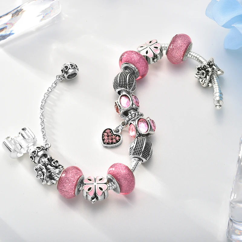 DEVOLOVE новый браслет и с розовый бисер Браслеты Pulsera изделия цепи змейки Прямая
