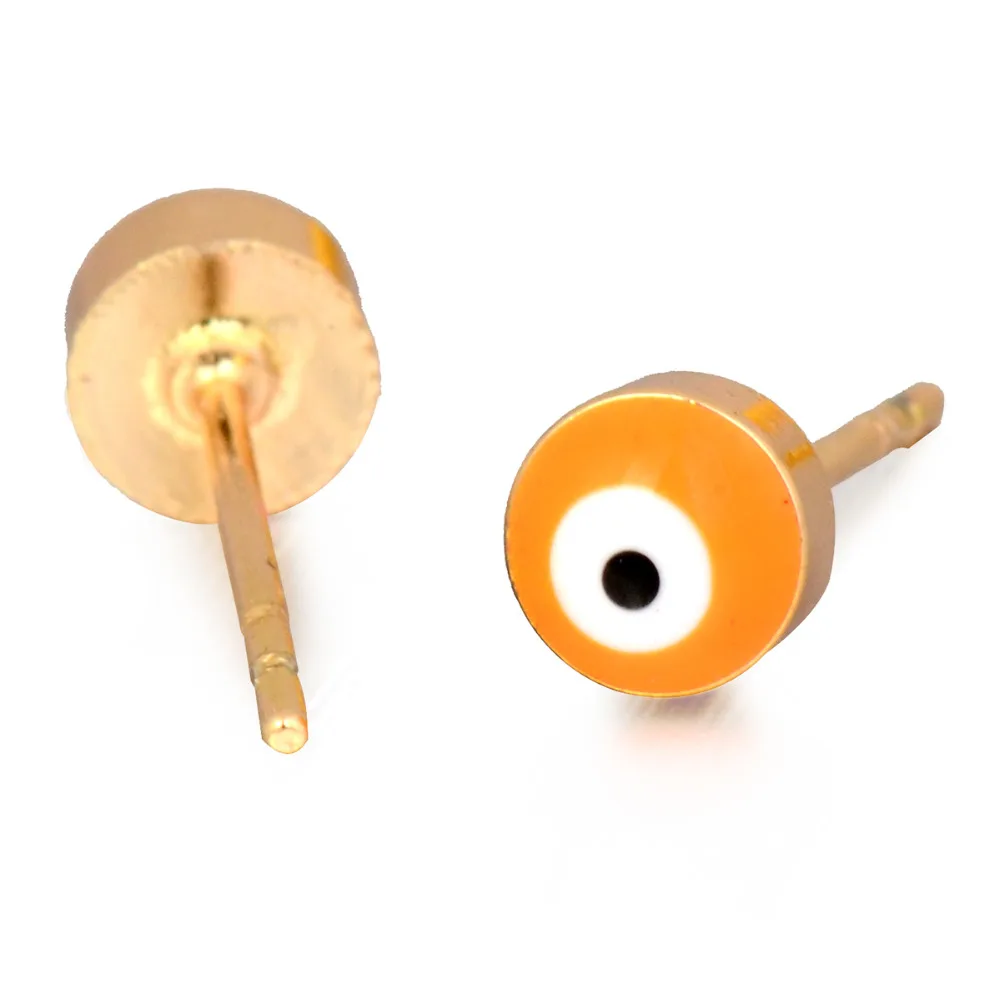Женские серьги-гвоздики сглаза золотистого и желтого цвета | Украшения