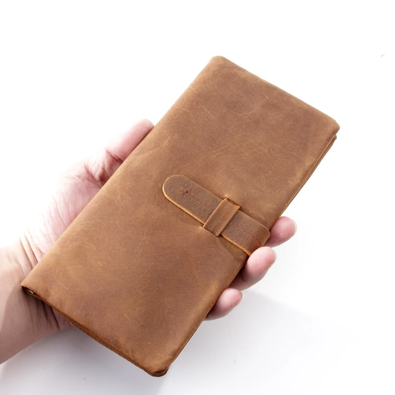 

MS 100% Genuine Leather Wallet Men Long Vintage Cow Leather Casual Purse Brand Design High Quality Wallets Coffee Q375