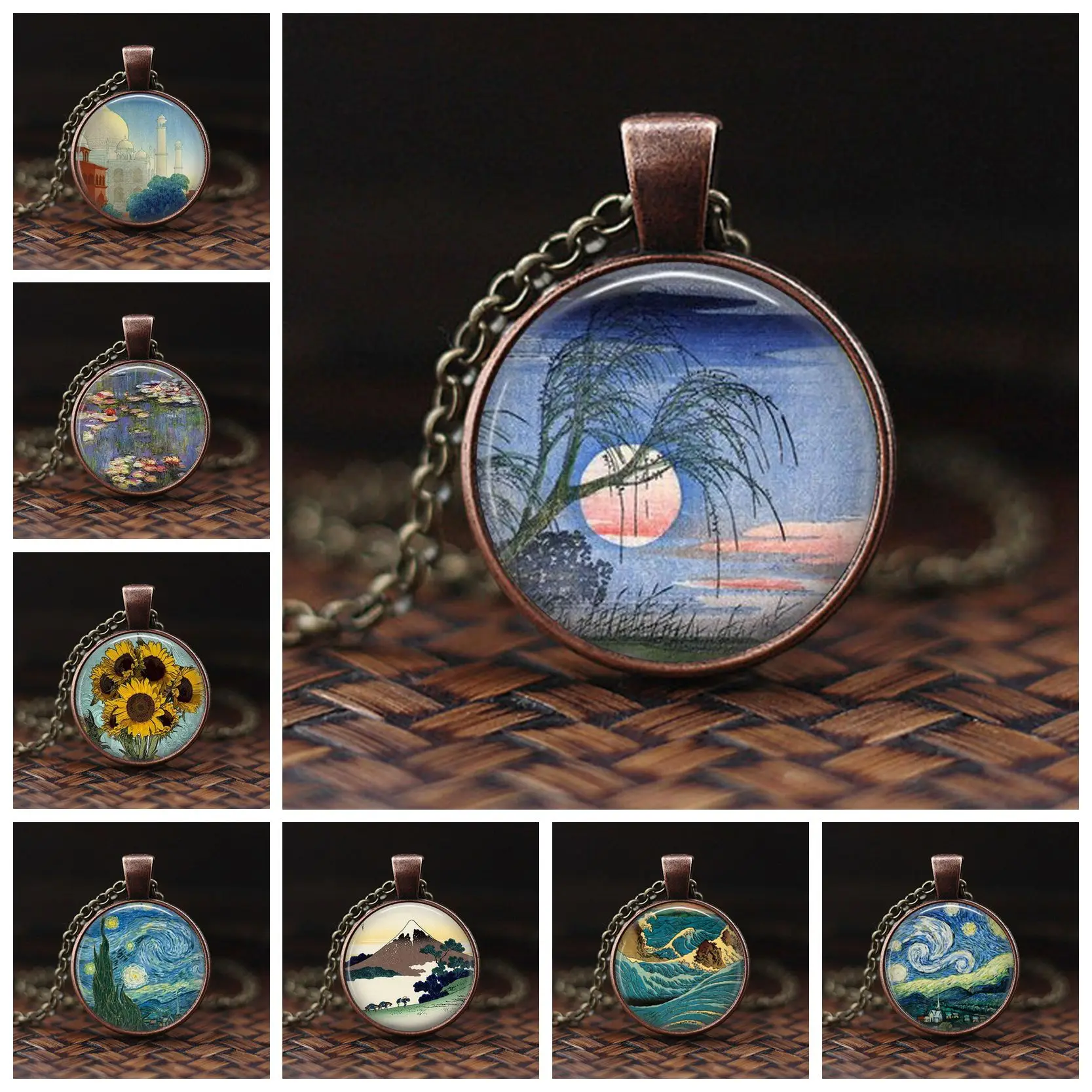 Ван Гог античные латунные Подсолнухи ожерелье Клода монета искусство монет