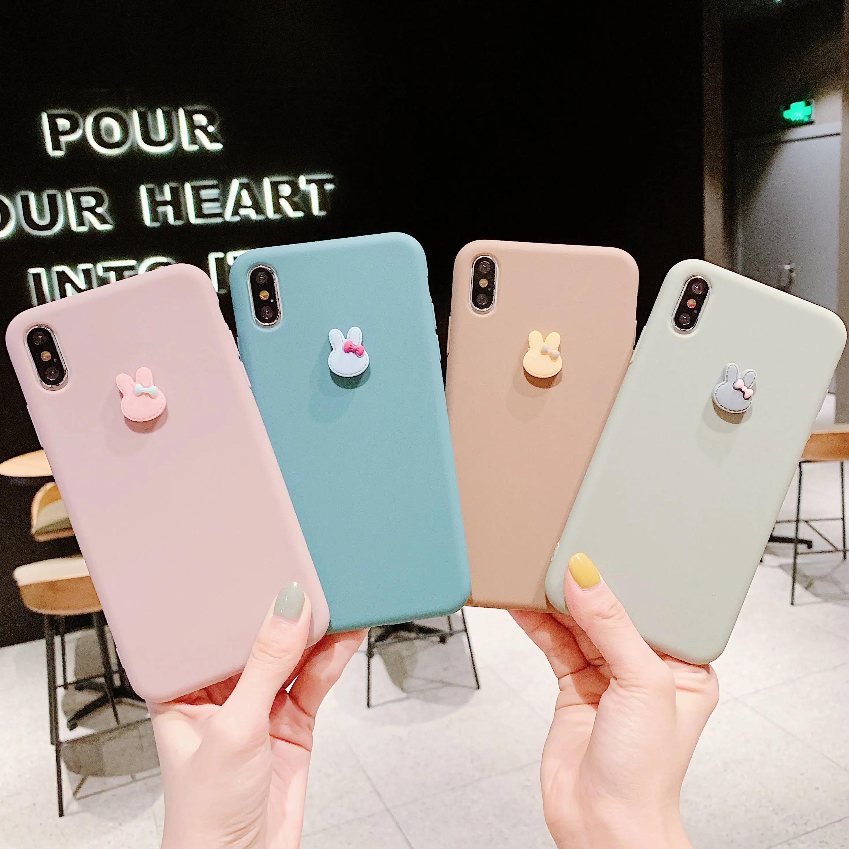 3D Rabbit Phone Cases For iPhone XR Case Cover Soft Silicone Coque 6 6S 7 8 Plus X XS Max Fundas Etui |