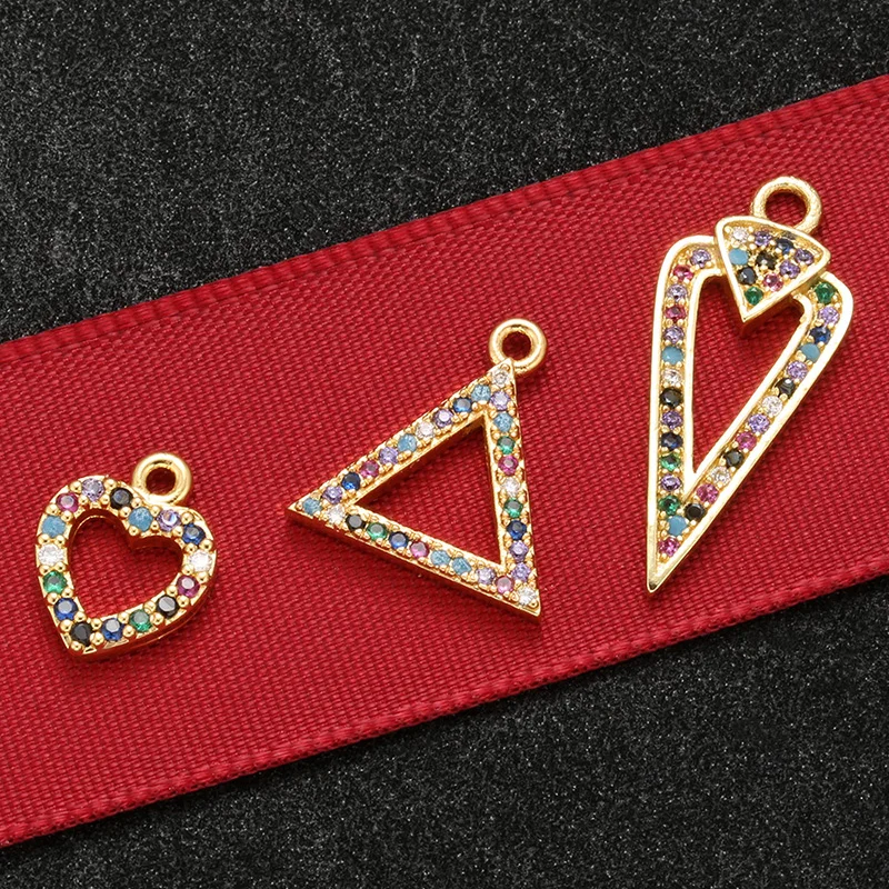 

ZHUKOU 14x14mm triangle crystal pendant for ladies necklace earrings bracelet jewelry making accessories model:VD486