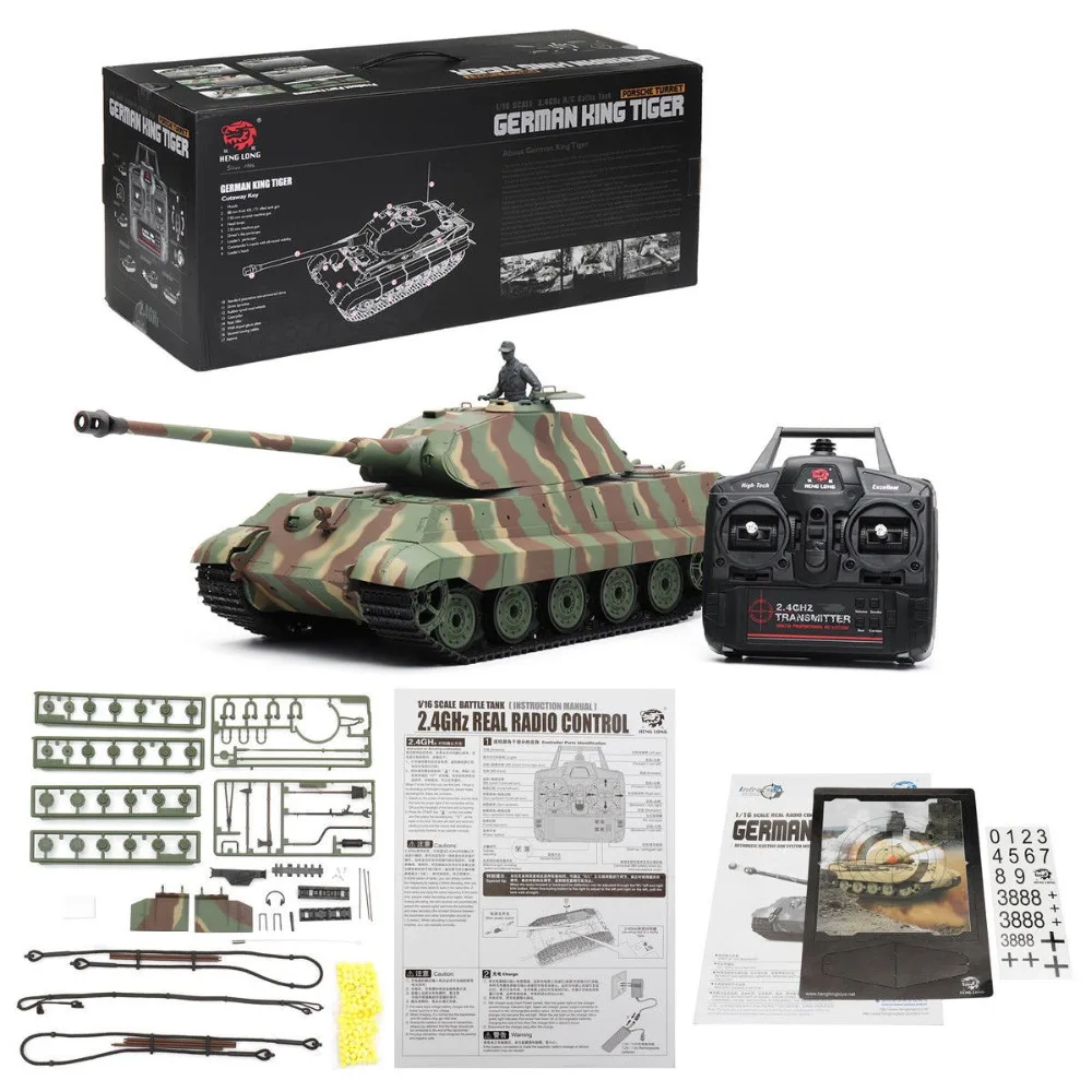 Модель танка Heng Long 1/16 Германия King Tiger RC Модернизированная версия 3888 1 с дымом и
