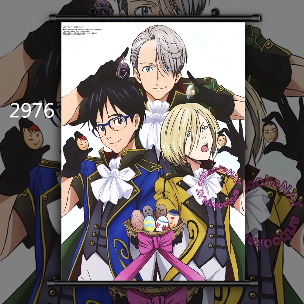 2976 Yuri On Ice Group Аниме Манга настенный плакат свиток D - Цвет: 2976